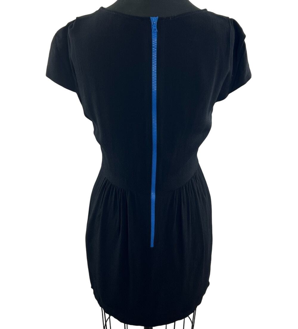 SANDRO Paris Black Lace Mini Staple Dress Blue Back Zipper Detail Dress Size 2